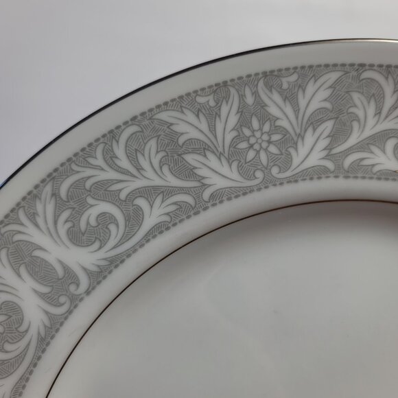 FOUR Imperial China Whitney Dinner Plates White Gray Band Leaf Scrolls W. Dalton - Picture 3 of 15